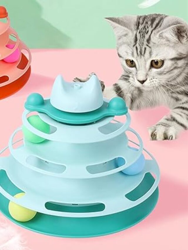 Foodie Puppies Cat Roller 4 Layer Tower Toy Rotatable Track Ball Cat Toy