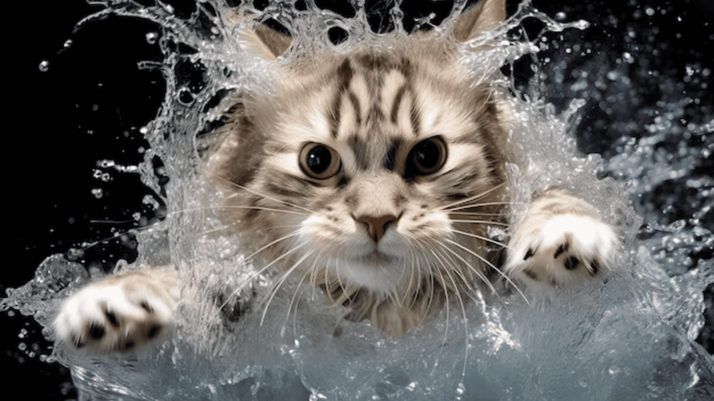 cat swimming
