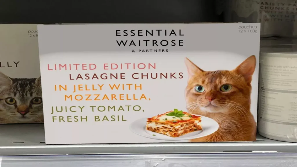waitrose lasagne cat food in UK